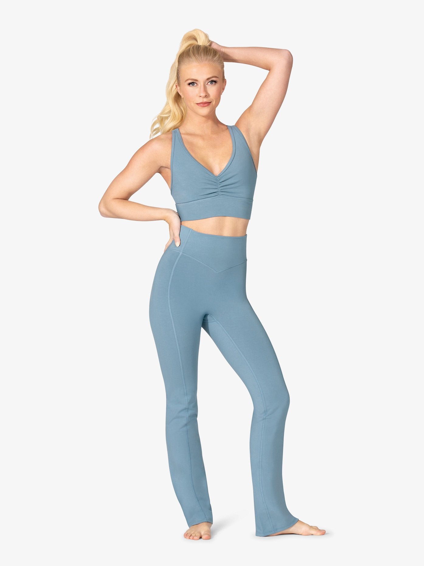 Women's straight cut bamboo light blue leggings